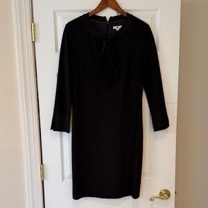 Boden Sophisticated Black Long Sleeve Bow Neck Dress